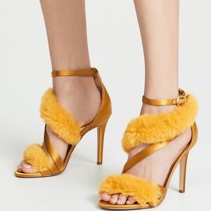 SAM EDELMAN
Adelle Faux Fur Ankle Strap High-heel Sandals In Tuscan Yellow